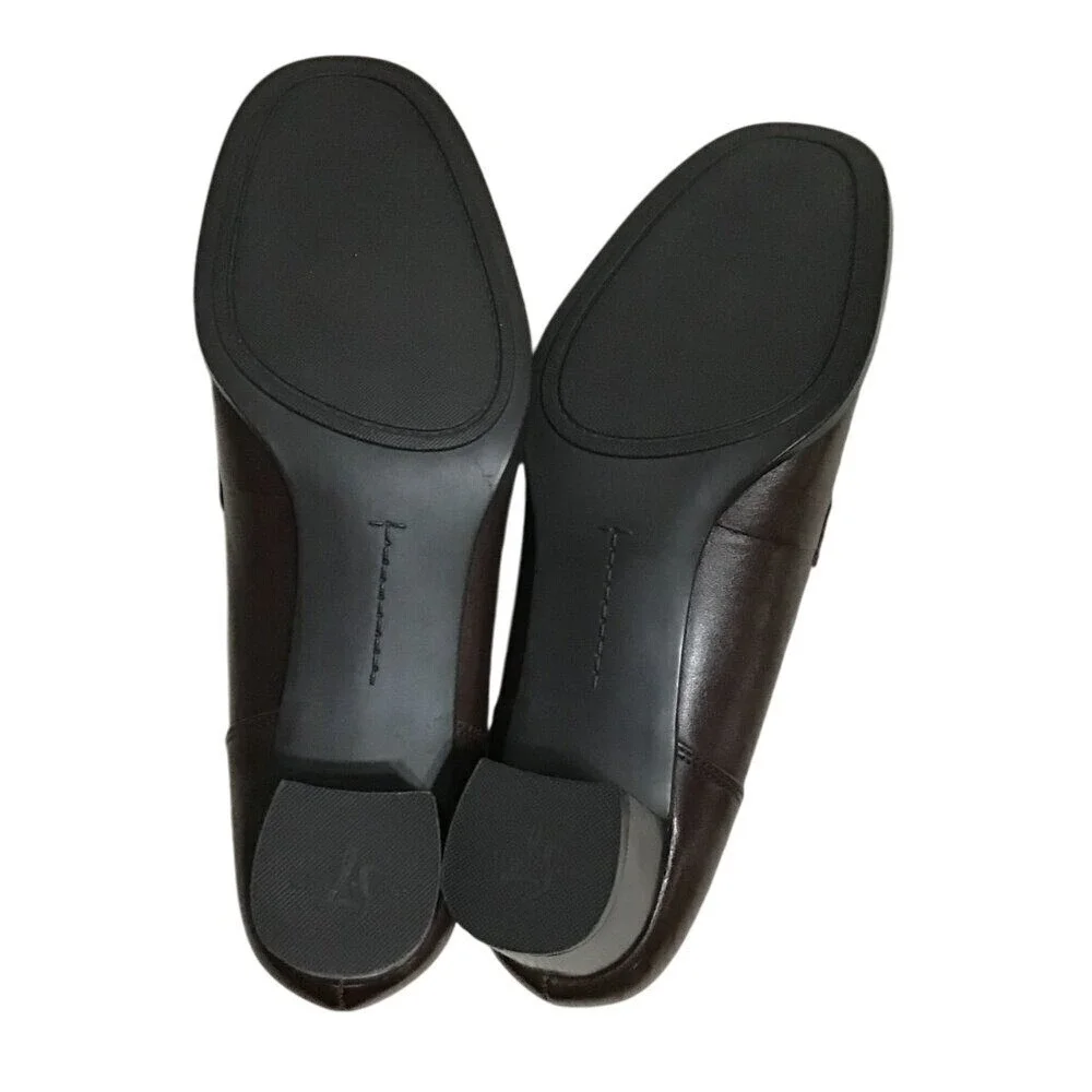 LifeStride League Brown Leather Studded Block Heel Loafers Shoes‎ Womens 7.5 M